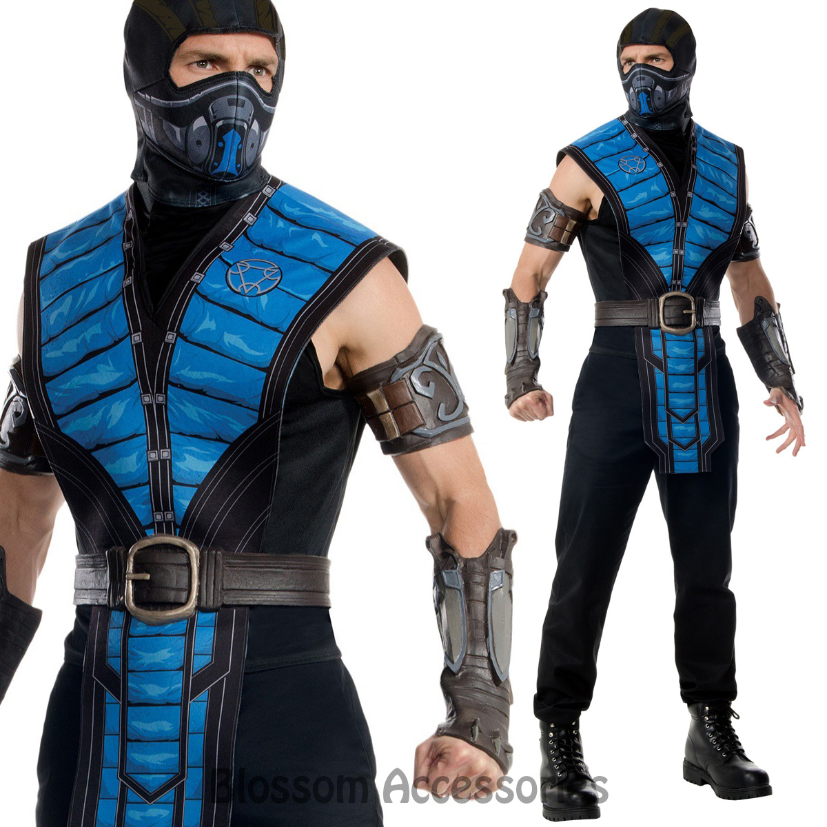 Cl894 Mens Mortal Kombat Sub Zero Subzero Ninja Halloween Fancy Dress Up Costume Ebay 